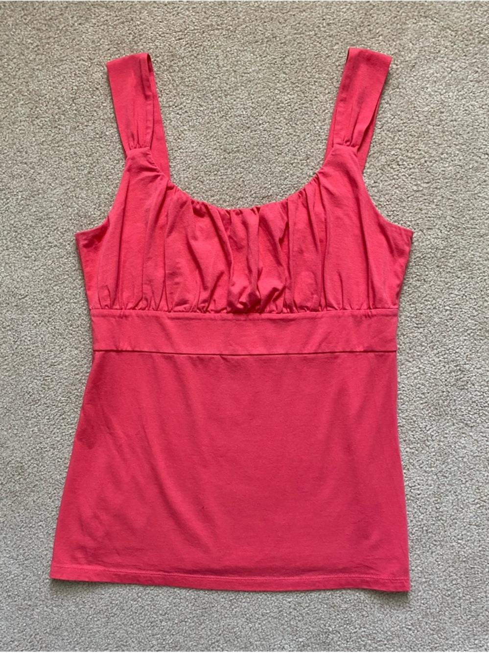 Ann Taylor Ruched Scoop Tank Top - Coral
